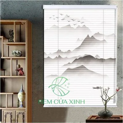 Rèm sáo nhôm in tranh họa tiết cao cấp Rèm sáo nhôm in tranh họa tiết cao cấp
