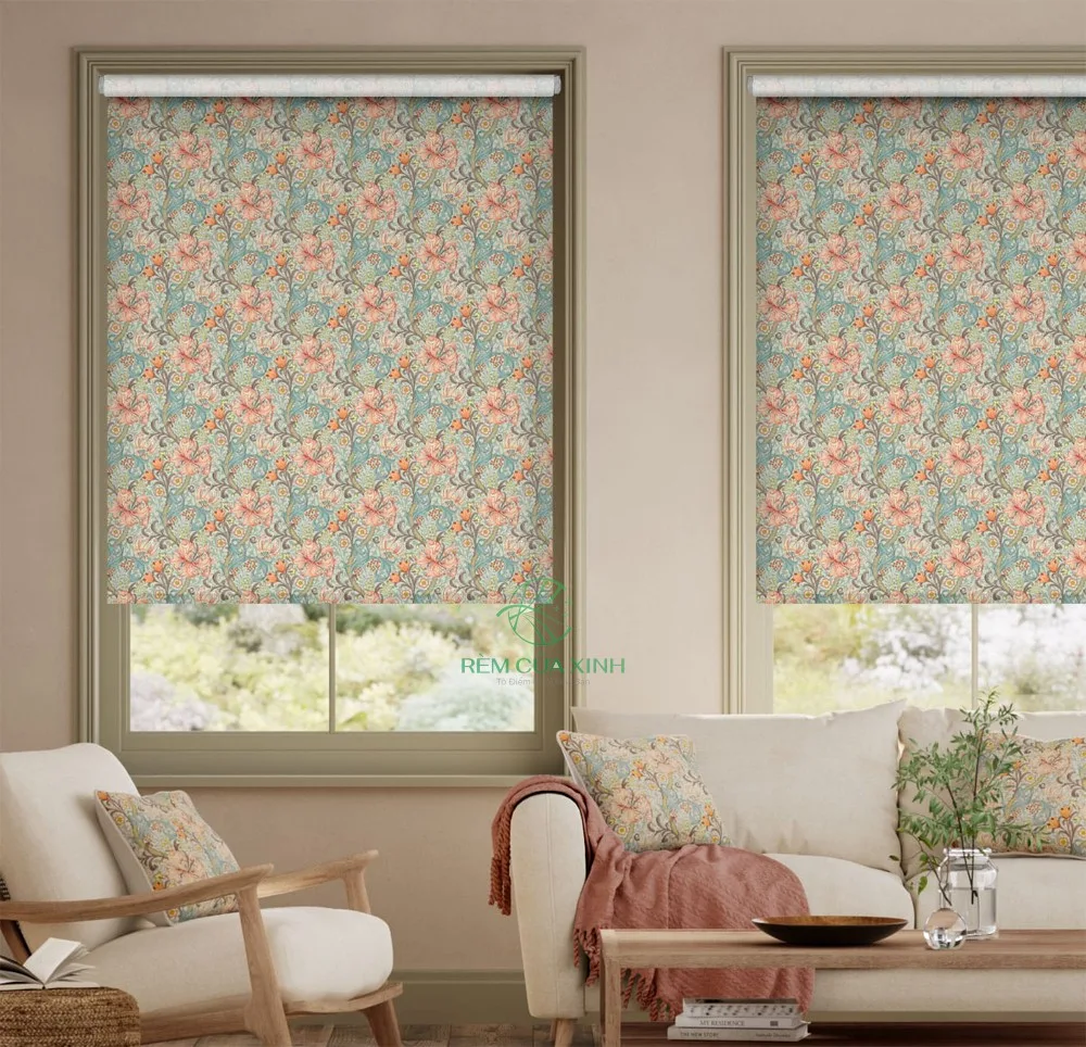 Rèm cuốn cửa sổ họa tiết hiện đại sang trọng