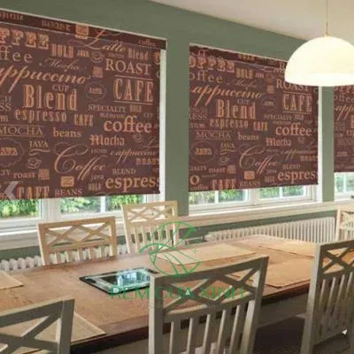 Rèm cuốn in logo quán cafe nhà hàng