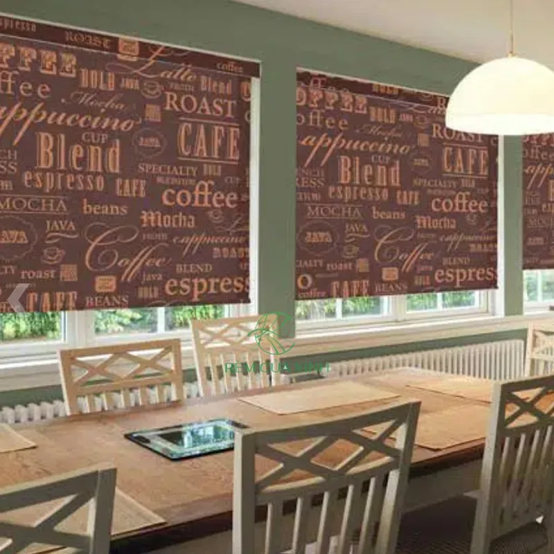 Rèm cuốn in logo quán cafe nhà hàng