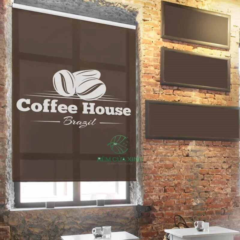 Rèm cuốn in logo quán cafe nhà hàng