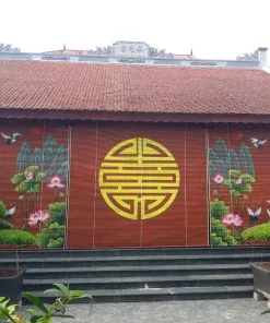 Rèm tre trúc trang trí nhà thờ họ
