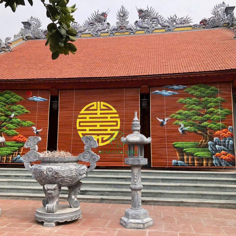 Rèm tre trúc trang trí nhà thờ họ Rèm tre trúc trang trí nhà thờ họ