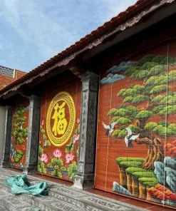 Rèm tre trúc trang trí nhà thờ họ