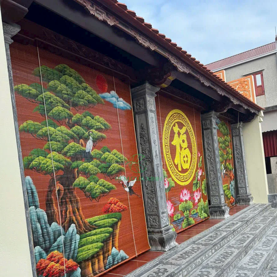 Rèm tre trúc trang trí nhà thờ họ